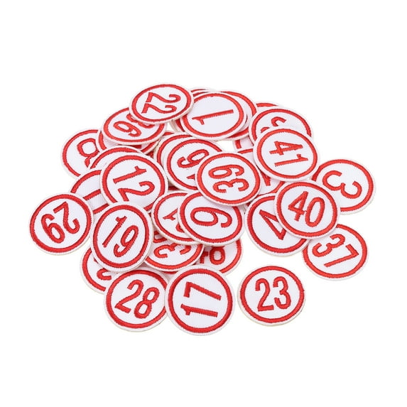 Uxcell Number Digital Patch Number Embroidery Red Number Cloth Paste Number DIY 50 Pack