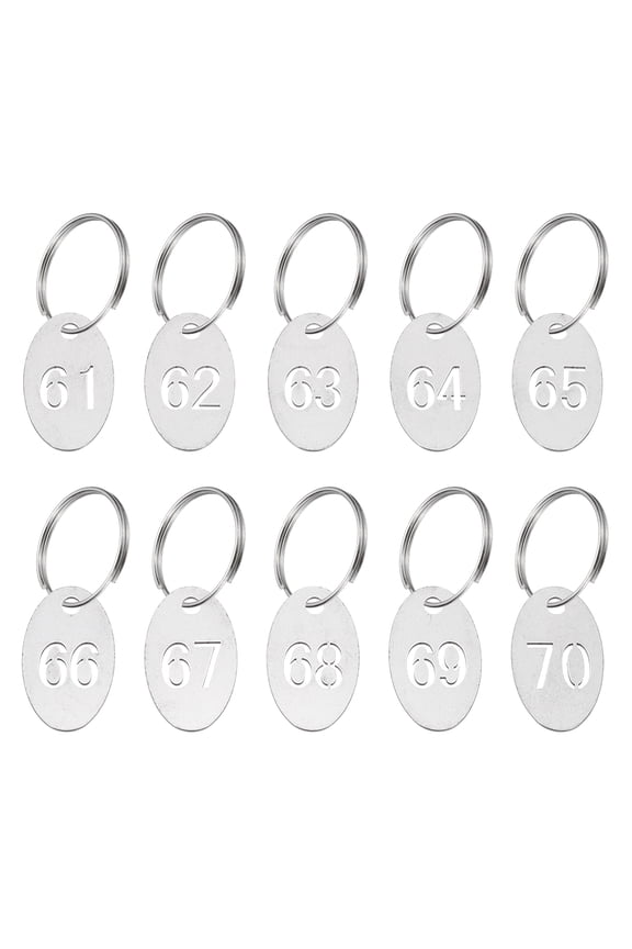 Number Key Tag, Stainless Steel Number ID Tags Keychain Hollowed Identifiers Keys Label 61-70