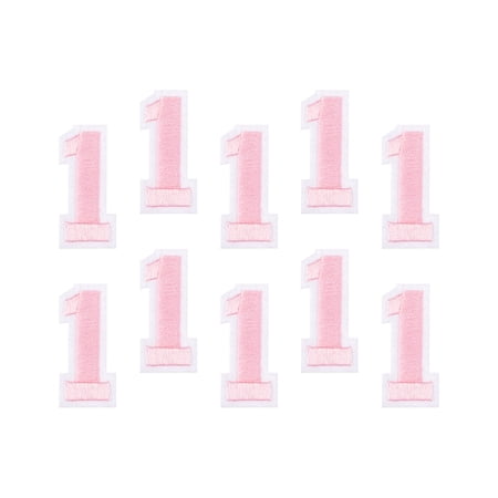 Uxcell Number Patches Embroidered Decorative Repair Patches Iron on Patches 1 Light Pink 2" Height for Clothing 10Pcs