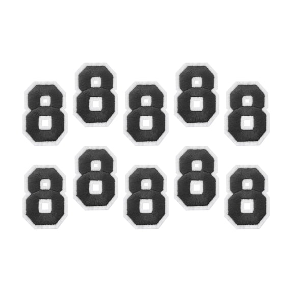Uxcell Number Patches Embroidered Decorative Repair Patches Iron on Patches 8 Black 2" Height for Clothing 10Pcs