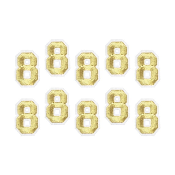 Uxcell Number Patches Embroidered Decorative Repair Patches Iron on Patches 8 Gold 2" Height for Clothing 10Pcs