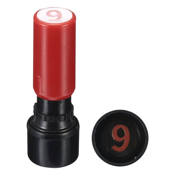 Uxcell Number Stamps Self Inking Numeral 9 Plastic Small Number Stamp Number Stamper Initial Stamp, Red Shell