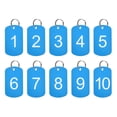 thumbnail image 1 of Uxcell Numbered Tag, Aluminum Key Tags Metal ID Tags, 1-10 Numbers with Ring Blue Rectangle for Decoration, Pack of 10, 1 of 6