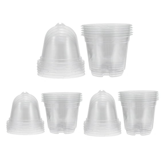 Uxcell Nursery Pots with Humidity Dome, 15 Sets 3.5/4/5 Inch Plant Starting Pots with Drainage Holes, Transparent