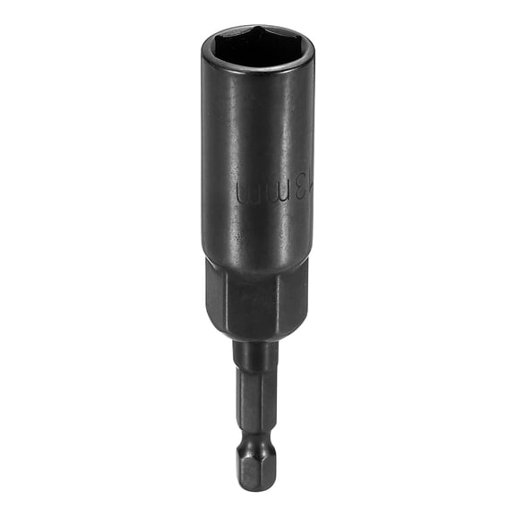 Uxcell Nut Driver Drill Bit 13mm Metric Socket 1/4" Hex Shank 3.15" (80mm) Extra Long 6-Point Sockets Quick Change Cr-V Steel Bolt Setters for Power Drill Drivers, Black