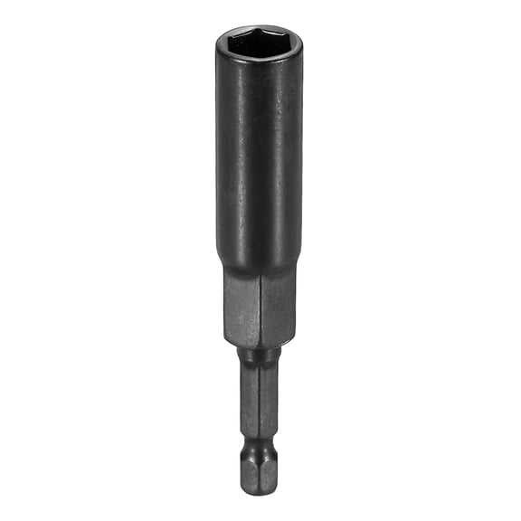 Uxcell Nut Driver Drill Bit 9mm Metric Socket 1/4" Hex Shank 3.15" (80mm) Extra Long 6-Point Sockets Quick Change Cr-V Steel Bolt Setters for Power Drill Drivers, Black