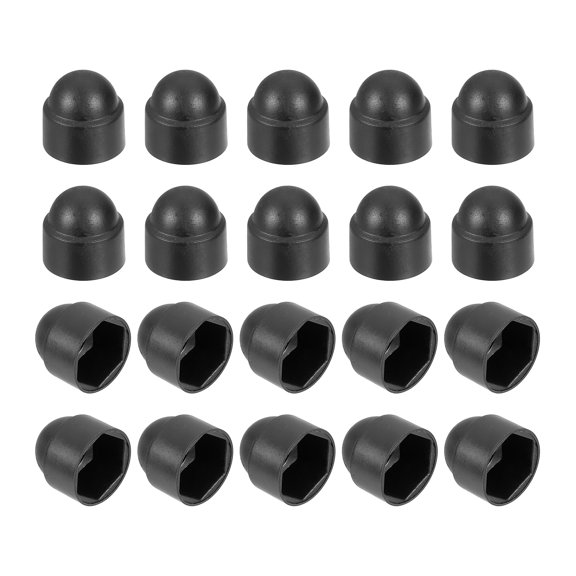 Uxcell Nut Protection Cap, 20Pcs M8x13x15mm - Plastic Hexagonal Screw Protection Cap, Dome Acorn Hex Head Bolt Covers (Black)