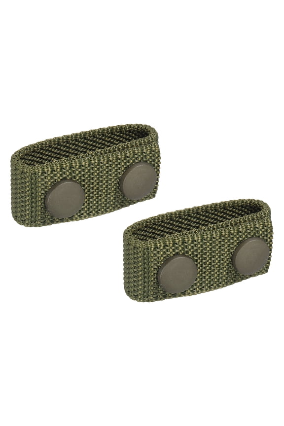 Nylon Belt Keepers, 2 Pcs Double Snaps Belt Keepers Nylon Webbing Loop Holder with Double Snaps for 2.2 Inch Wide Belt Duty Belt Security Fixing, Green