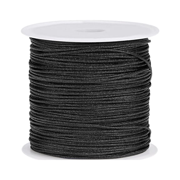 Uxcell Nylon Cord DIY Making Satin String Craft Wire with Plastic Spool 147ft, Black