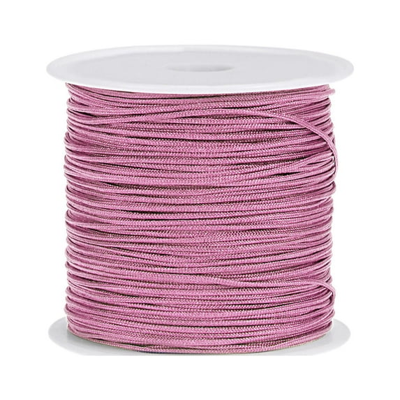 Uxcell Nylon Cord DIY Making Satin String Craft Wire with Plastic Spool 147ft, Rose Pink