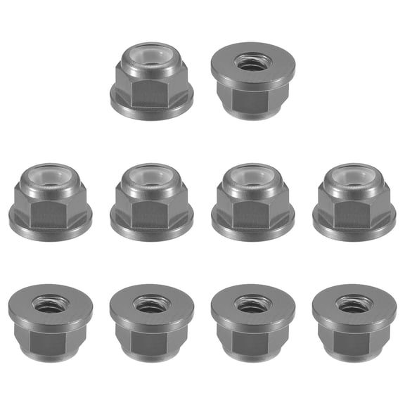Uxcell Nylon Insert Hex Lock Nuts, 10pack - M2.5 x 0.45mm Aluminum Alloy Self-Locking Nut, Anodizing Flange Lock Nut for Fasteners(Gray)