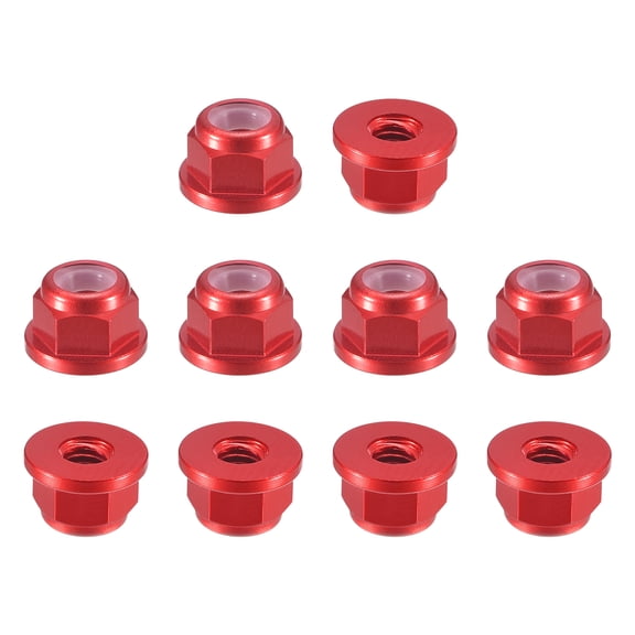 Uxcell Nylon Insert Hex Lock Nuts, 10pack - M2.5 x 0.45mm Aluminum Alloy Self-Locking Nut, Anodizing Flange Lock Nut for Fasteners(Wine Red)