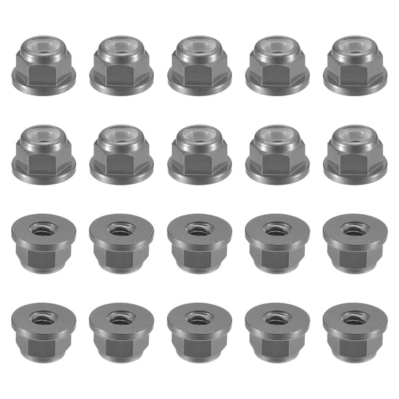 Uxcell Nylon Insert Hex Lock Nuts, 20pack - M2.5 x 0.45mm Aluminum Alloy Self-Locking Nut, Anodizing Flange Lock Nut for Fasteners(Gray)