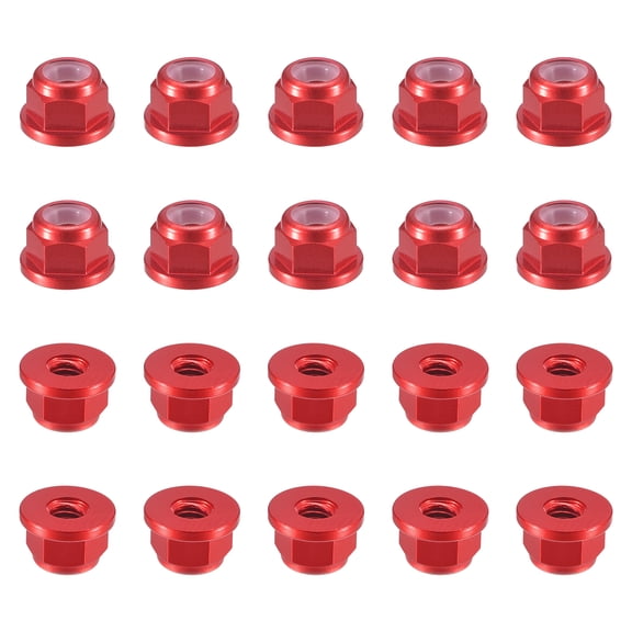 Uxcell Nylon Insert Hex Lock Nuts, 20pack - M2.5 x 0.45mm Aluminum Alloy Self-Locking Nut, Anodizing Flange Lock Nut for Fasteners(Wine Red)