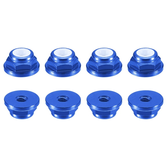 Uxcell Nylon Insert Hex Lock Nuts, 8pack - M2 x 0.4mm Aluminum Alloy Self-Locking Nut, Anodizing Flange Lock Nut for Fasteners(Sapphire Blue)