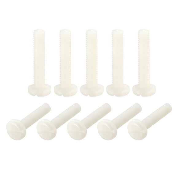 Uxcell Nylon Machine Screws, M6x30mm Slotted Pan Head Fasteners Bolts, White 50Pack