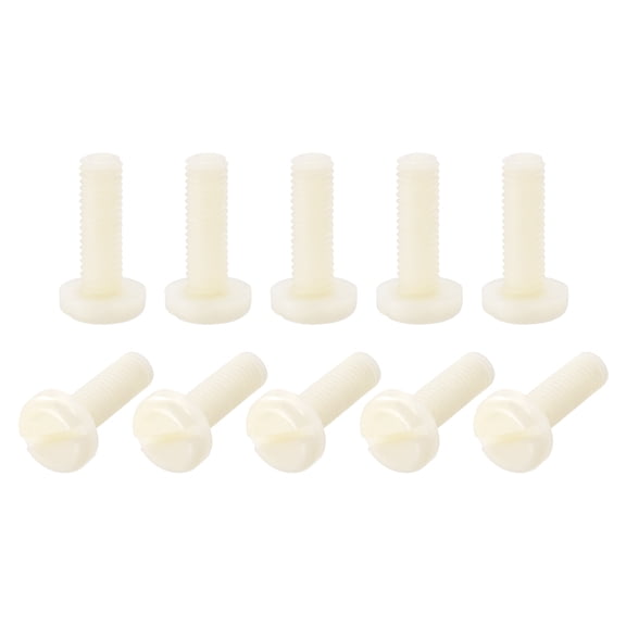 Uxcell Nylon Machine Screws, M8x25mm Slotted Pan Head Fasteners Bolts, White 40Pack