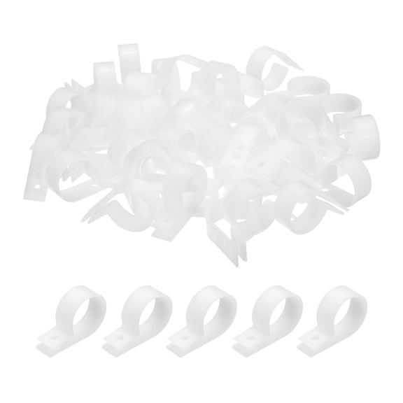 Uxcell Nylon Plastic Cable Clamps 1 Inch, 50 Pcs R-Type Wire Clips Clamps Fasteners for Cable Conduit Organizer Mounting, White