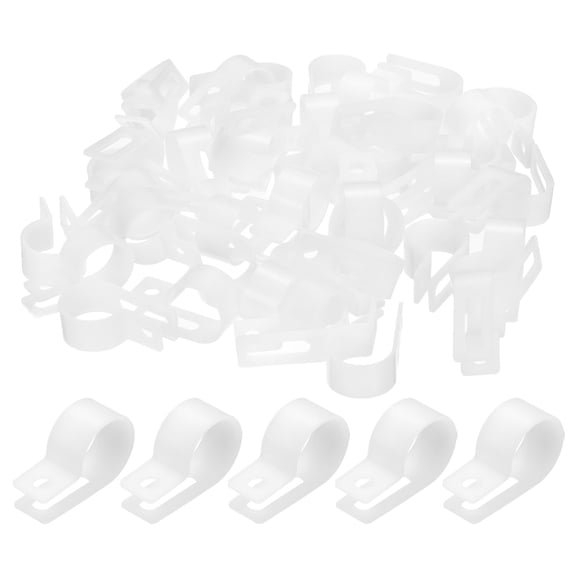 Uxcell Nylon Plastic Cable Clamps 3/4 Inch, 25 Pcs R-Type Wire Clips Clamps Fasteners for Cable Conduit Organizer Mounting, White