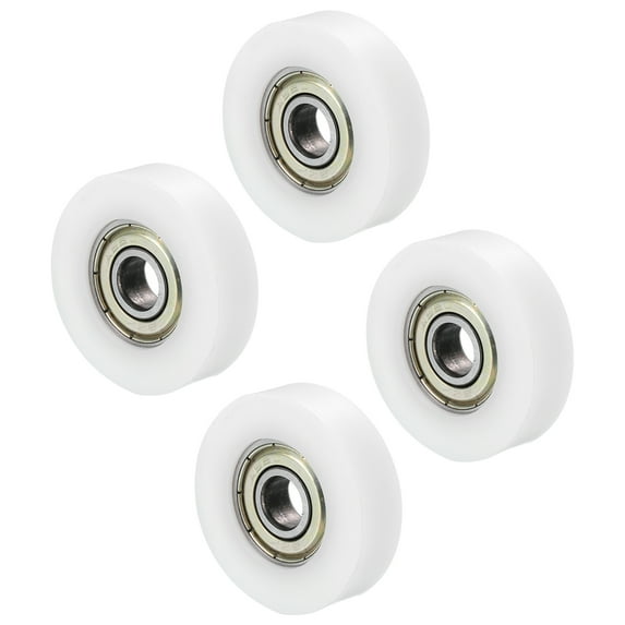 Uxcell Nylon Pulley Wheel 8x36x10mm 608zz Bearing Sliding Conveyor Roller Wheel, White, 4 Pack