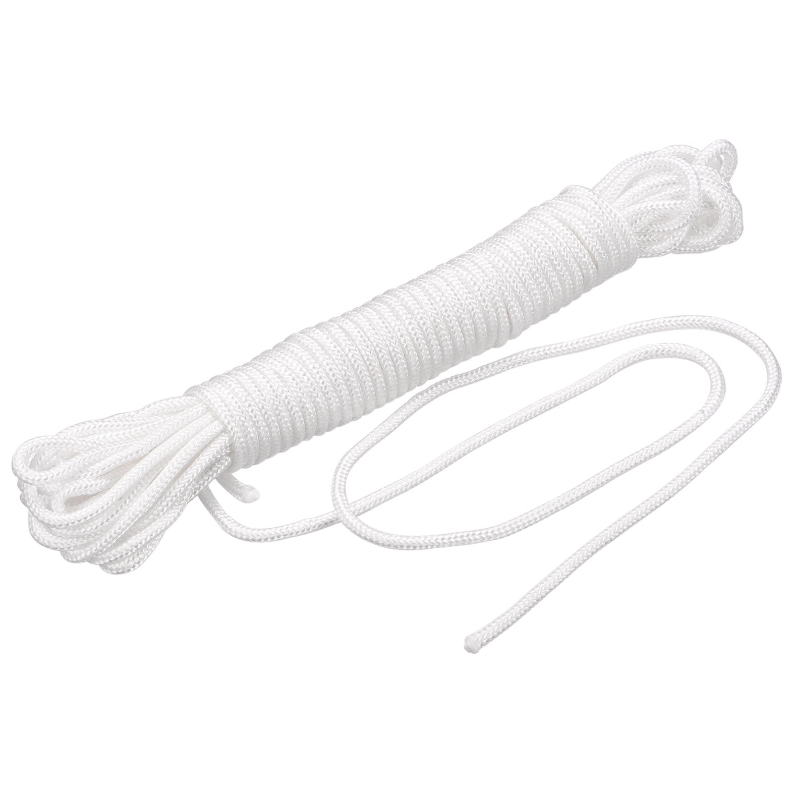Uxcell Nylon Rope Solid Braided 1 Roll of 0.3 inch x 49.2 Foot White, Size: 8mm x 15m(D XL)