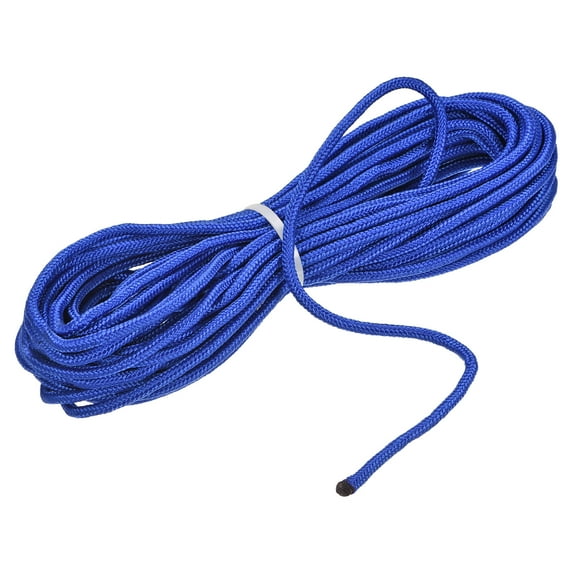 Uxcell Nylon Rope Solid Braided 1 Roll of 0.23 inch x 49.2 Foot Blue