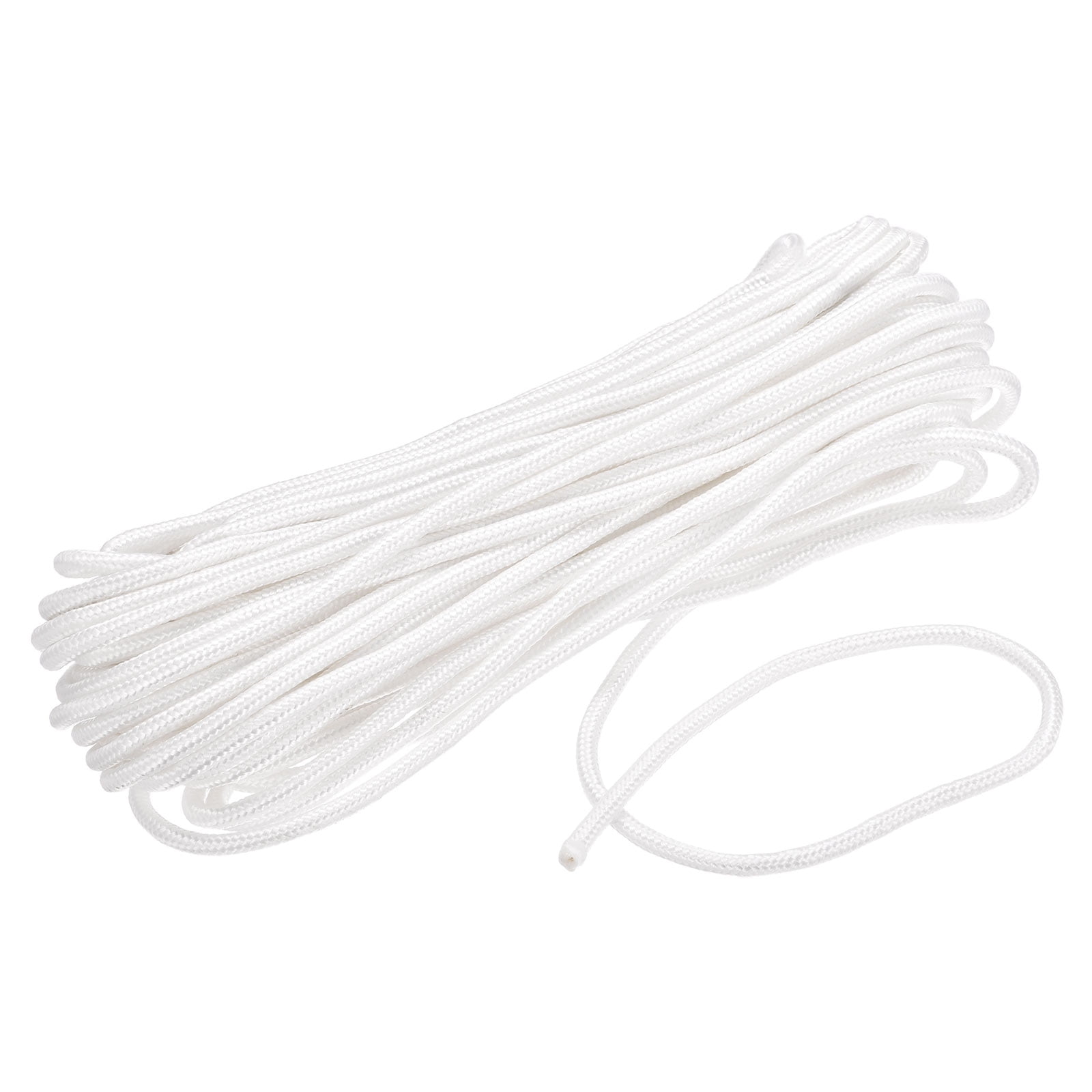 Uxcell Nylon Rope Solid Braided 1 Roll of 0.19 inch x 49.2 Foot White, Size: 5mm x 15m