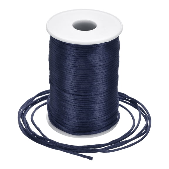 Uxcell Nylon Satin Cord 2.5mm, 109 Yard Nylon String for Bracelet Braided Thread - Navy Blue