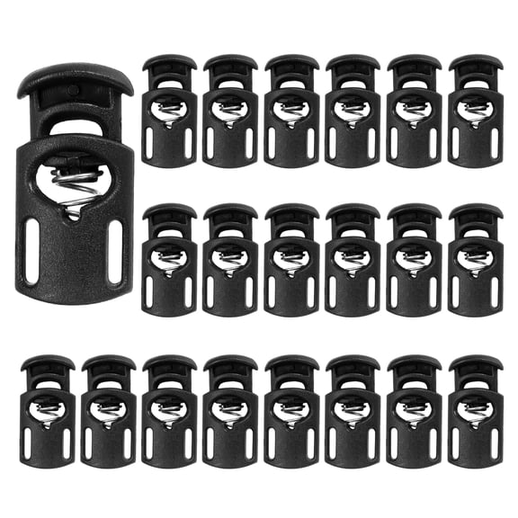 Uxcell Nylon Spring Cord Locks, 35Pcs Elastic Toggle Stop Slider Clamp Adjuster Fastener String Lock Replacement for Drawstring Shoelaces Paracord Clothing Decoration, Black