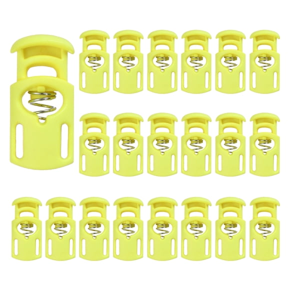 Uxcell Nylon Spring Cord Locks, 35Pcs Elastic Toggle Stop Slider Clamp Adjuster Fastener String Lock Replacement for Drawstring Shoelaces Paracord Clothing Decoration, Yellow