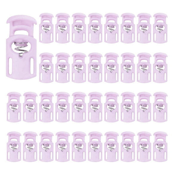 Uxcell Nylon Spring Cord Locks, 50Pcs Elastic Toggle Stop Slider Clamp Adjuster Fastener String Lock Replacement for Drawstring Shoelaces Paracord Clothing Decoration, Light Purple