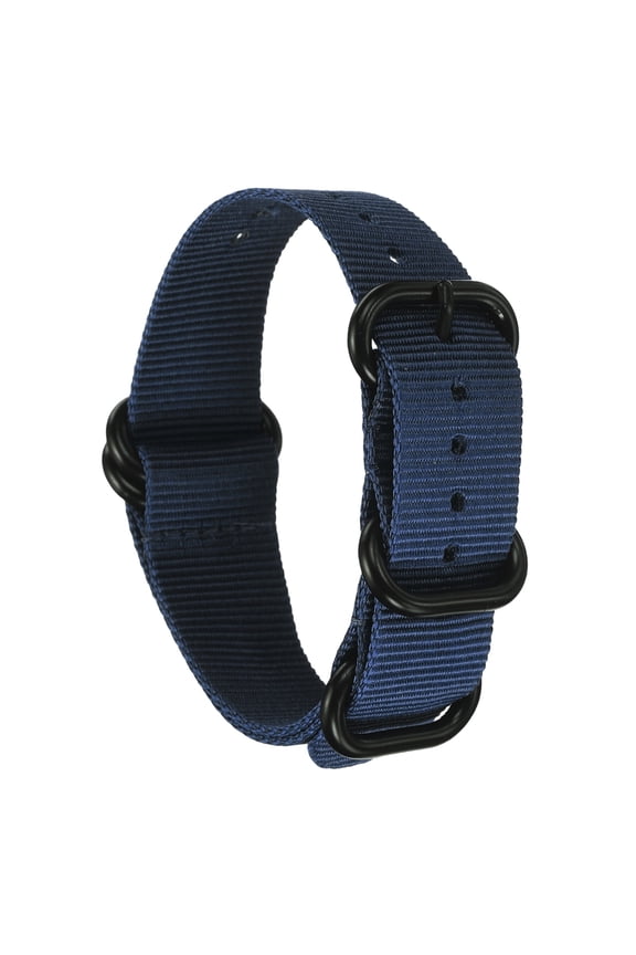 Nylon Watch Band 18-25mm Single Pass Watch Straps Replacement Bands for Men Women with Flat Round Buckle Navy Blue