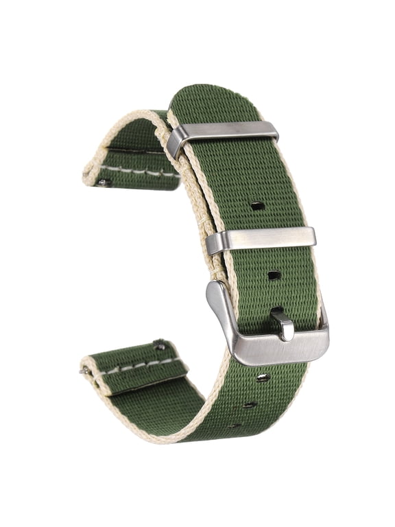 Nylon Watch Band 20-24mm Quick Release Watch Straps Replacement Bands for Men Women with Silver Buckle Army Green Khaki