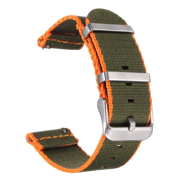 Uxcell Nylon Watch Band 20mm Quick Release Watch Straps Replacement Bands for Men Women with Silver Buckle, Army Green-Orange (24mm)