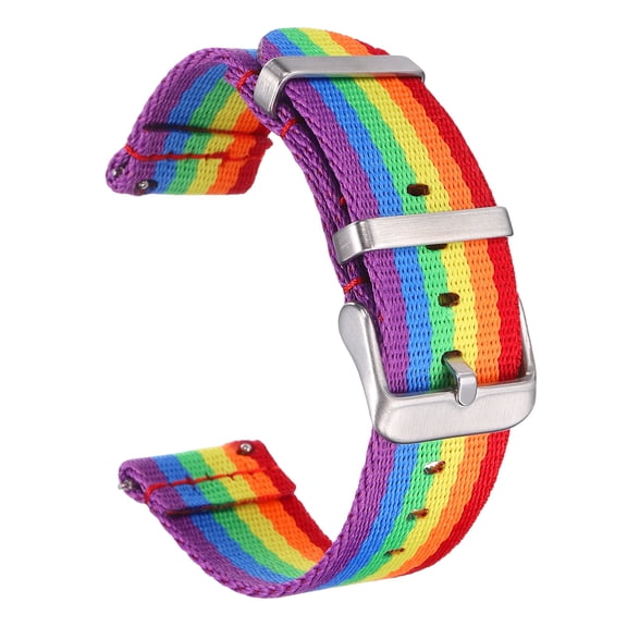 Uxcell Nylon Watch Band 20mm Quick Release Watch Straps Replacement Bands for Men Women with Silver Buckle, Colorful (24mm)