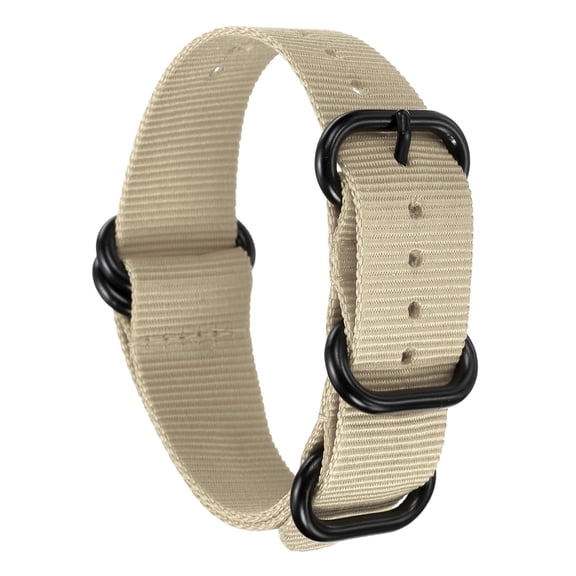 Uxcell Nylon Watch Band 20mm Single Pass Watch Straps Replacement Bands for Men Women with Flat Round Buckle, Beige (26.5mm)