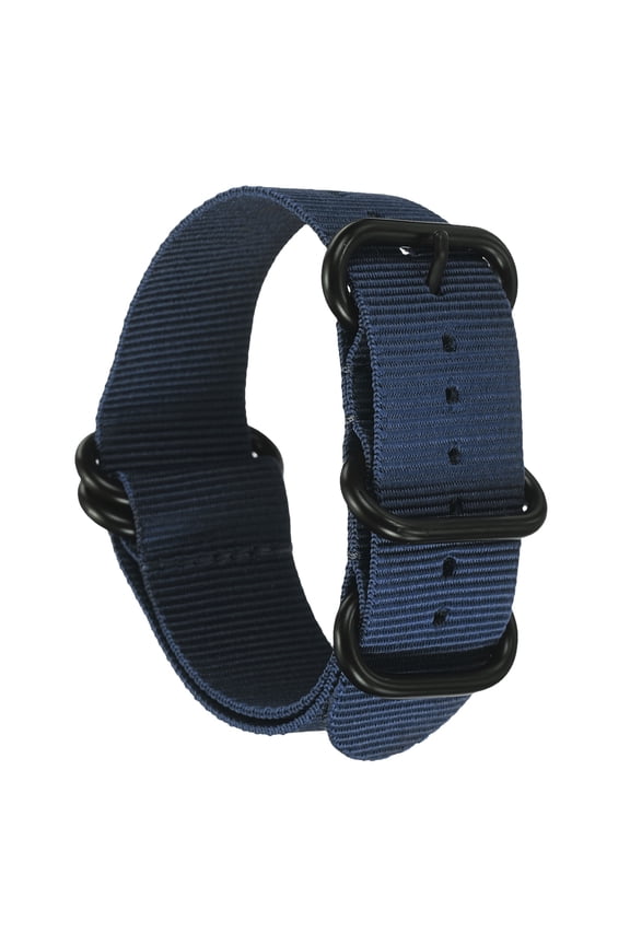 Nylon Watch Band 24mm Single Pass Watch Straps Replacement Bands for Men Women with Flat Round Buckle, Navy Blue (31mm)