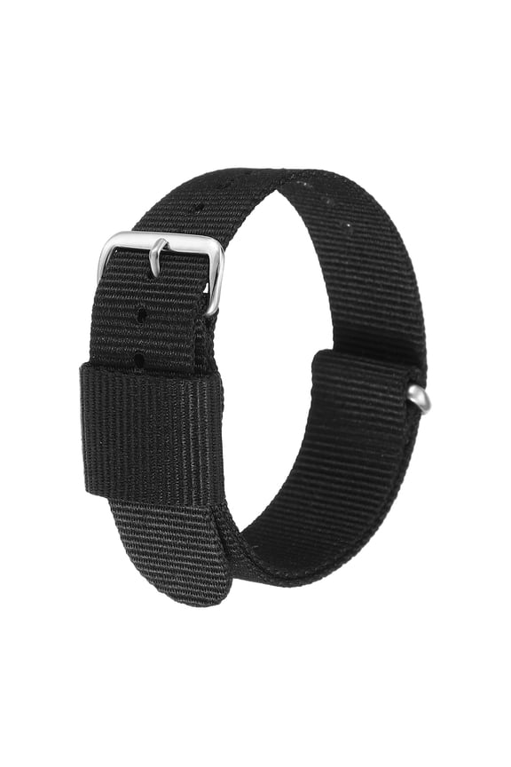 Nylon Watch Bands 20mm Soft Weave Watch Strap Quick Release Single Stripe Wristband with Silver Stainless Steel Pin Buckle for Men and Women, Black