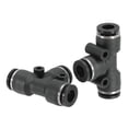 thumbnail image 1 of Uxcell OD Tee Plastic Push to Connect Fittings, T Shaped 3 Ways Tube Connect Push Fit Push Lock PE-1/4 for Air Water RO System 1/4 2, 1 of 6