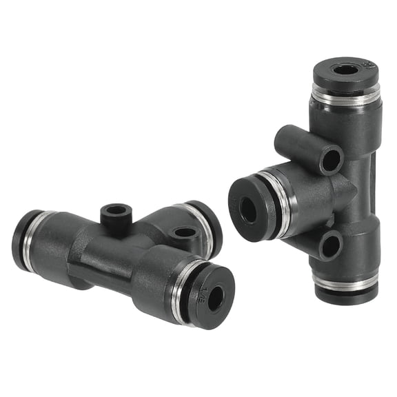Uxcell OD Tee Plastic Push to Connect Fittings, T Shaped 3 Ways Tube Connect Push Fit Push Lock PE-1/4 for Air Water RO System 1/8 2