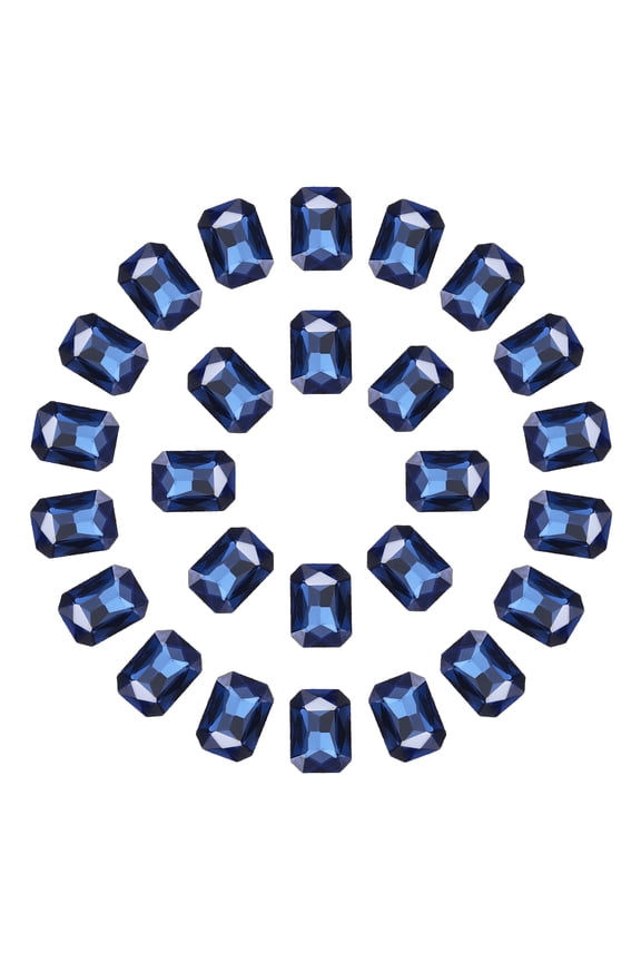 13x18MM Octagon Rectangle Rhinestones, 100 Pcs Crystal Faceted Rhinestones with Silver Plated Glass Gems for Crafts (Dark Blue)