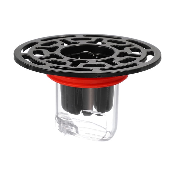 Uxcell Odor Proof Floor Drain, ABS Floor Drain Cover Shower Plug Drain Backflow Preventer Suitable for 1.3-1.7" Caliber Pipes Tubes Bathroom Kitchen, Black/Transparent