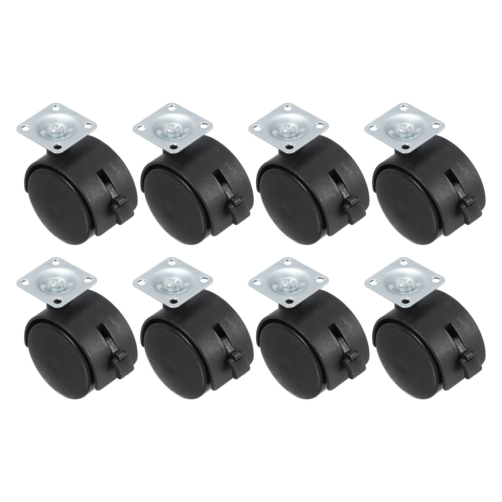 Uxcell Office Chair Wheels Replacement 2", 8 Pcs Nylon Heavy Duty Office Furniture Casters Wheels with Universal Wheel for Hardwood Floor Carpet, Black(Style 6 with Brake)