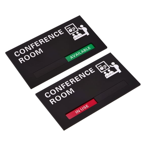 Uxcell Office Door Sign, Conference Room Available In Use Sign for Office, Black Speech, White Letters, 1 Pcs