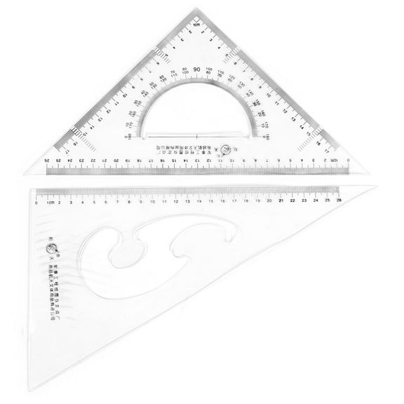 Uxcell Office Plastic Drawing Tool Right Angle Triangle Ruler Combo Protractor 2 in 1
