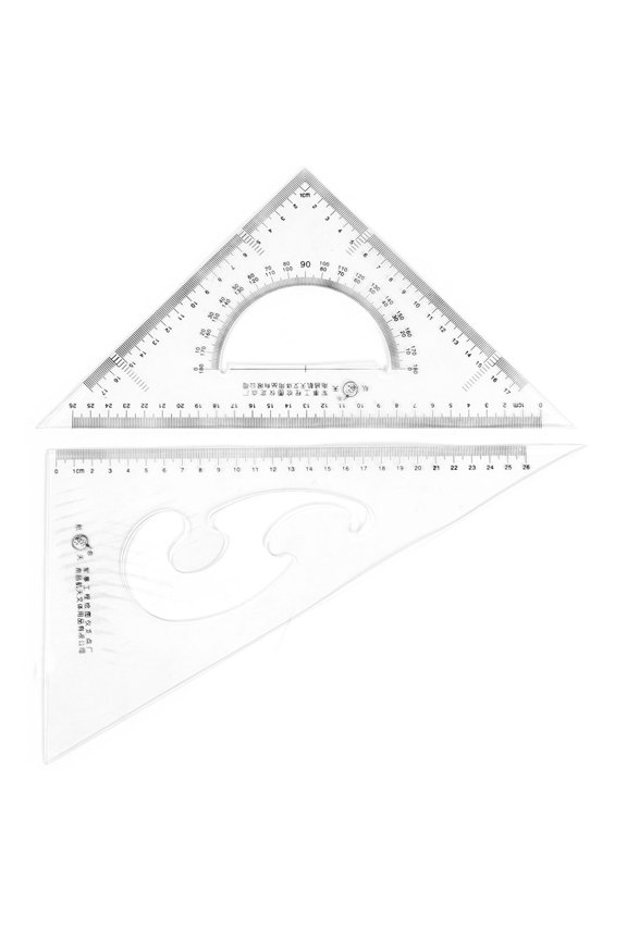 Office Plastic Drawing Tool Right Angle Triangle Ruler Combo Protractor 2 in 1