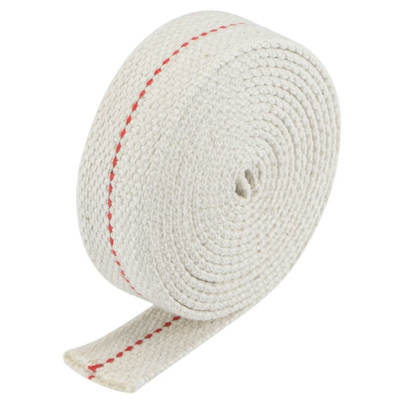 Uxcell Oil Lamp Wick Cotton 1 inch Flat Wide 6.56ft Long with Red Stitch for Lighting 1 Pcs