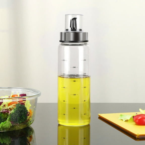 Uxcell Glass Stainless Steel Silicone Olive Oil Dispenser Bottle Pour Drip-Free with Marks 300ML
