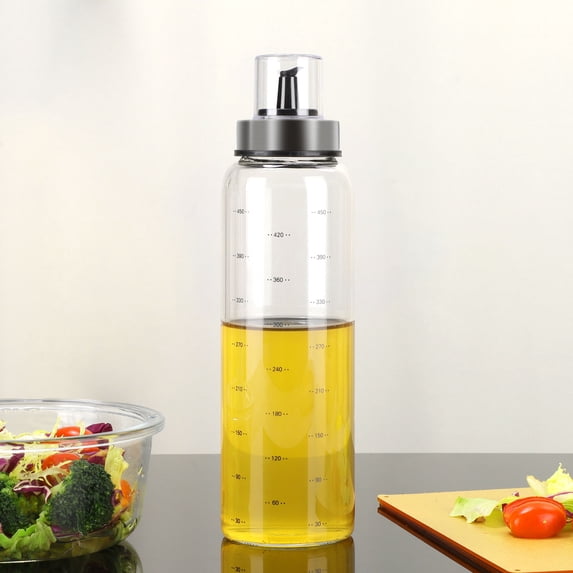 Uxcell Glass Stainless Steel Olive Oil Dispenser Bottle Pour Drip-Free with Marks 500ML