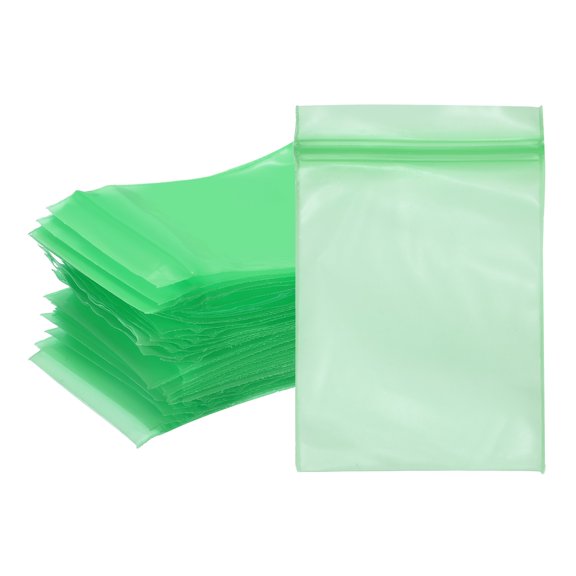 Uxcell Opaque Plastic Reclosable Zip Poly Bags, (2.4" x 1.6" - 4.7 Mil Thick, Green) (200 Pcs), Resealable Lock Seal Zipper Durable Seal Lock Bags, Suit for - Jewelry/Photos/Shipping